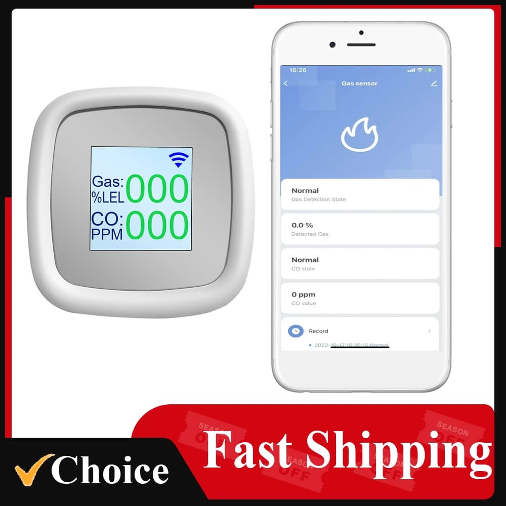 Rilevatore di gas combustibile WIFI Allarme gas Tester digitale per perdite di gas combustibile SmartLife Tuya APP Controllo remoto