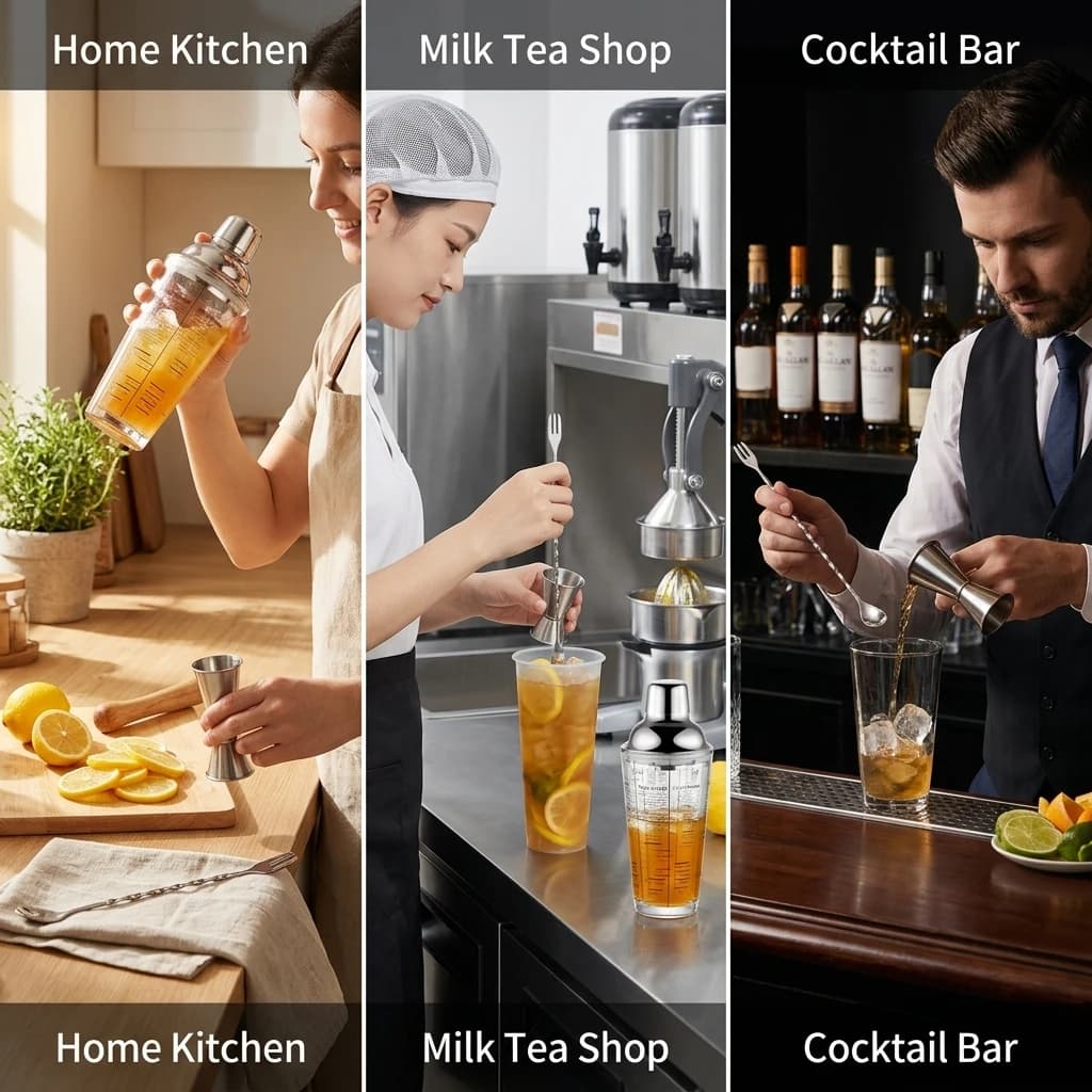 3-Piece Stainless Steel Cocktail Shaker Set 390ml Built-In Strainer Double Wall Insulated Beverage Mixer with Jigger and Bar