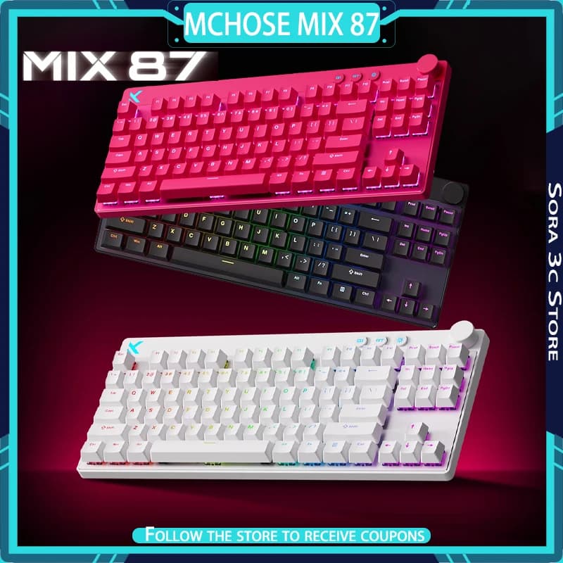 MCHOSE Mix 87 Super Competitive Version Magnetic Axis Keyboard 8k Low Latency Multi-function Knob Esports Gaming Keyboard