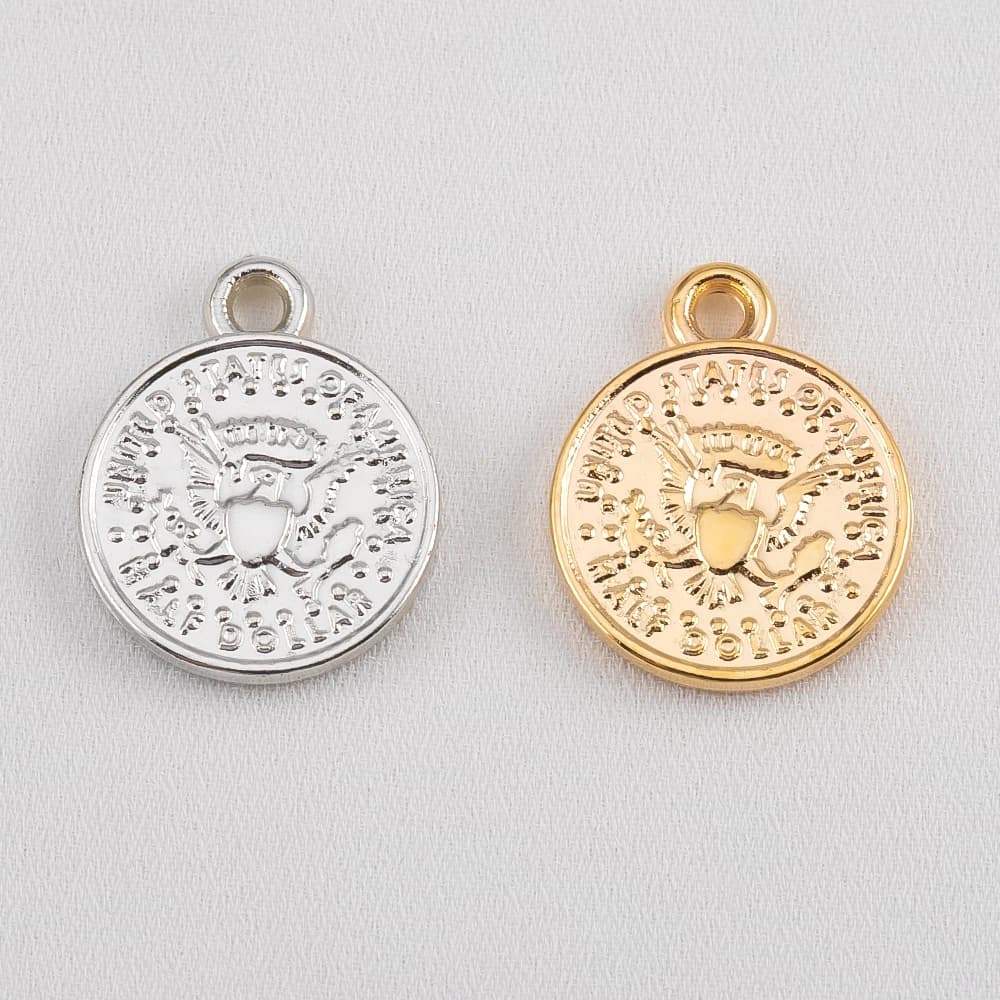 50pcs Metallic Sailboat And Bird Motif CCB Coin Plastic Pendant Vintage Style DIY Charm For Necklace Bracelet Jewelry Findings