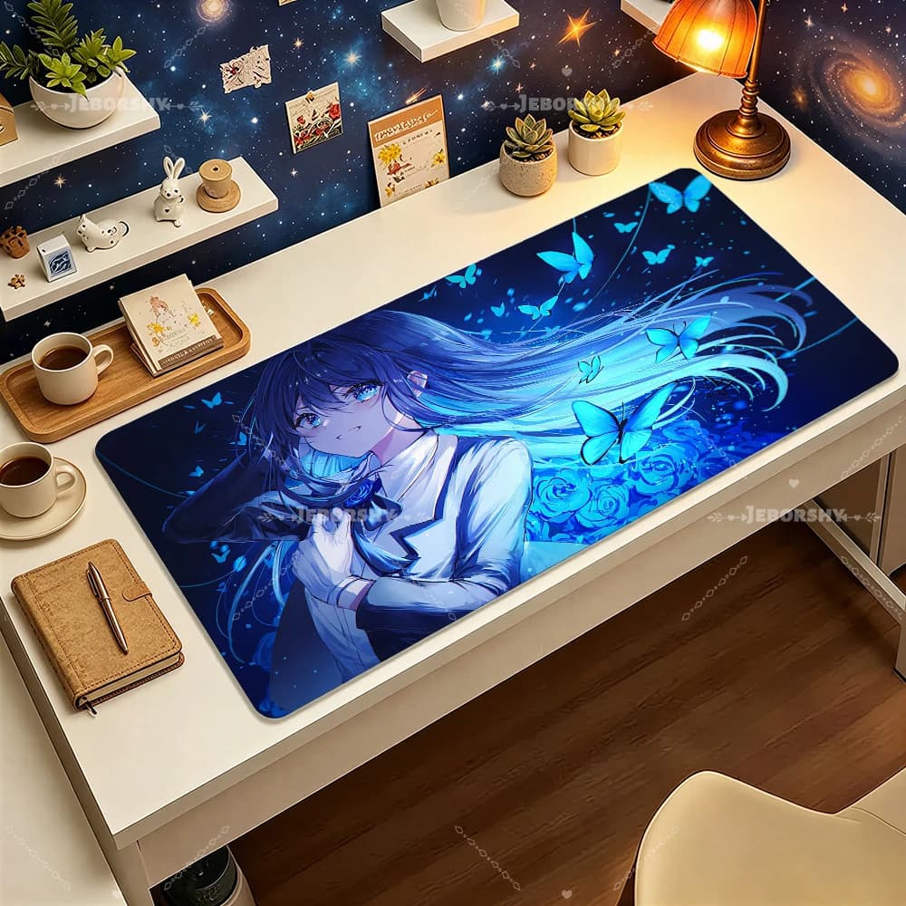Tappetino per mouse con cantante anime virtuale, tappetino antiscivolo in gomma per computer portatile, decorazione per scrivania da gamer, tappetino per mouse per ufficio e gaming