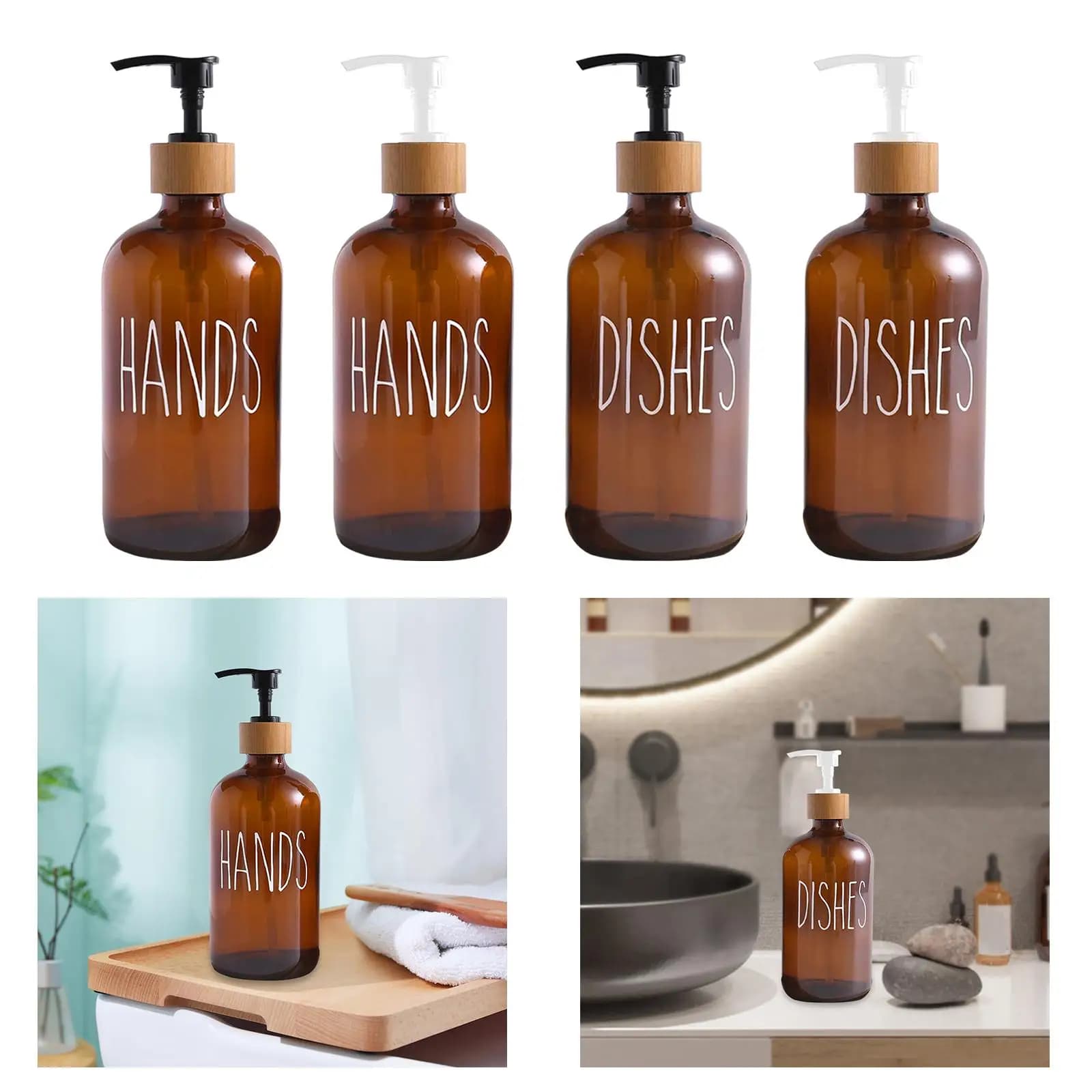 Dispenser di sapone in vetro con pompa da 16 once/500 ml per bagno, fattoria, hotel