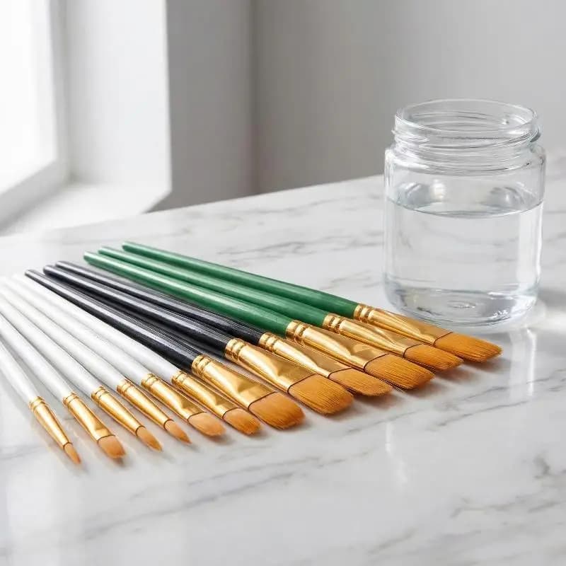 Watercolor Brush Set for Art Painting Plastic Rod Soft Bristles for Children Artists Oil Gouache Acrylic School Projects