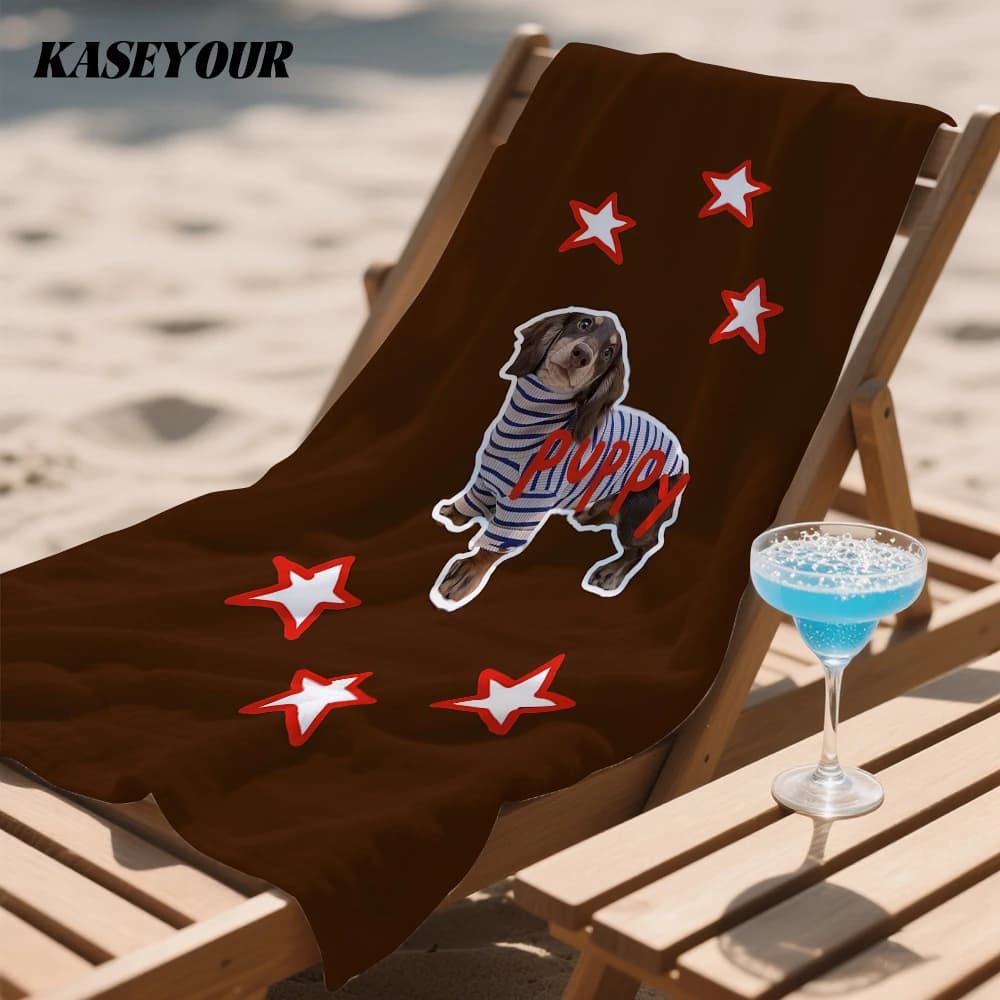 Retro Dachshund Puppy Oversized Microfiber Beach Towel Sand Proof Quick Dry, Absorbent for Swimming Pool Travel Camping