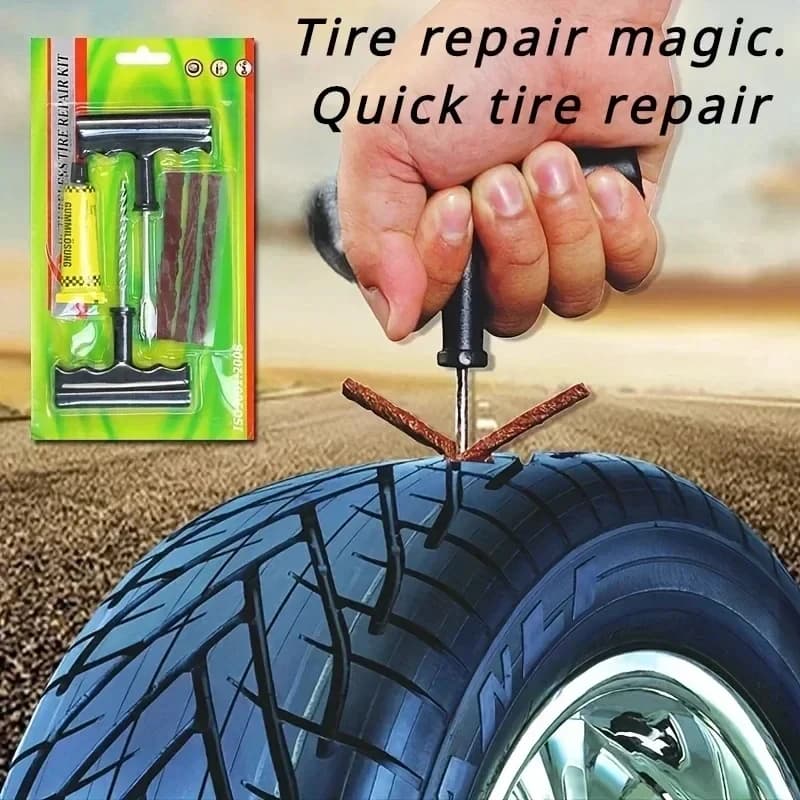 Kit di Riparazione Pneumatici Auto 1-6 Pezzi con Strisce di Gomma, Attrezzo per Riparazione Forature Pneumatici Tubeless, per Moto e Camion
