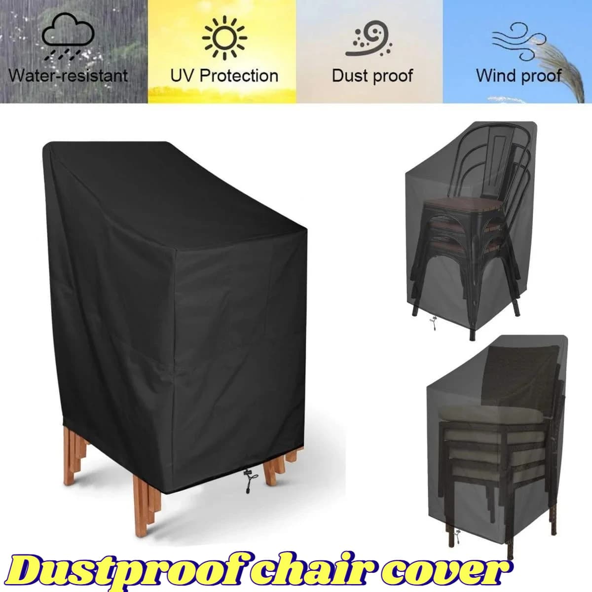 Stackable outdoor chair lining Waterproof garden furniture 210D stacked chairs for protection for all seasons