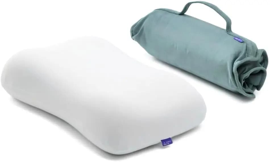 Cuscino da Viaggio in Memory Foam per Dormire, Cuscino Compatto Portatile per Hotel, Campeggio, Dormire su un Fianco o sulla Schiena