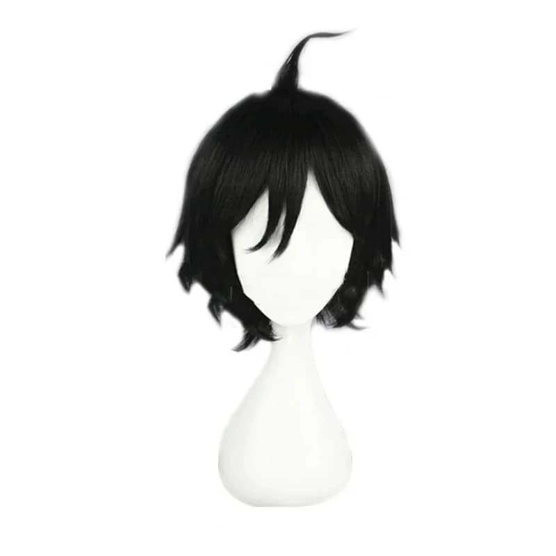 Karasuno Tadashi Yamaguchi Parrucca cosplay nera corta in capelli sintetici per costume da festa di Halloween per il club di pallavolo della scuola superiore gf;.9