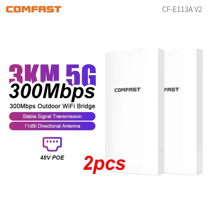 COMFAST Bridge Wireless da Esterno 3KM CPE/Estensore Wi-Fi/Access Point/Router/Antenna Wi-Fi 5.8GHz 300Mbps Street Bridge Nanostation