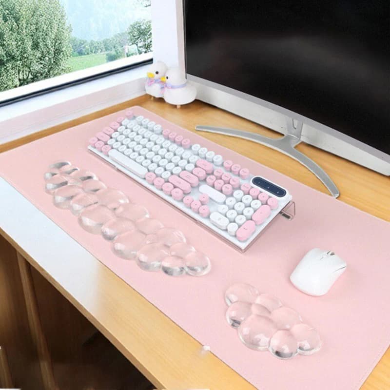 Poggiapolsi per tastiera Cloud AntiscivoloSilicone trasparente Desktop Office Gamer Mouse Supporto per poggiapolsi Tappetino per mouse antiscivolo
