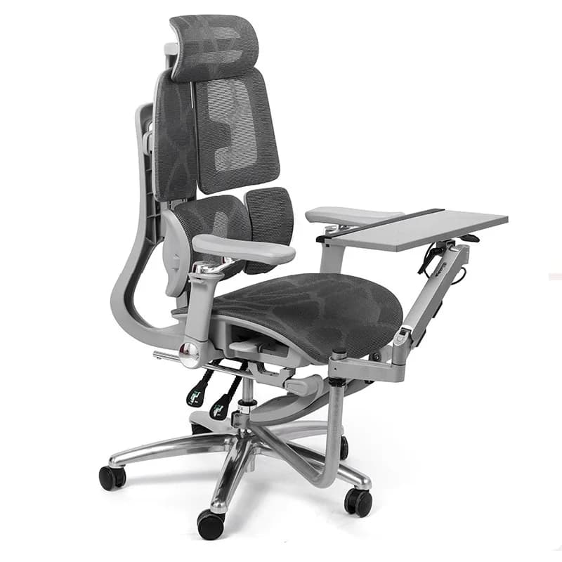 Supporto multifunzione per laptop D-MOUNT OK5330 da agganciare alle gambe della sedia + 2 supporti per tastiera, stand da ufficio regolabile con movimento completo e rotazione