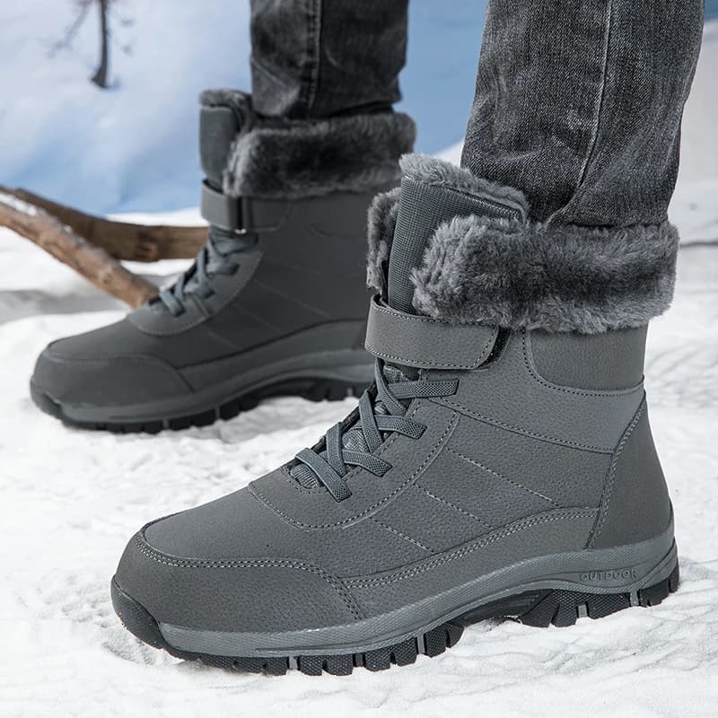 Mens Snow Boots Waterproof High-Top Cotton Shoes Outdoor Non-Slip Hiking Boots Thicken Plush Winter Boots For Men Botas Hombre