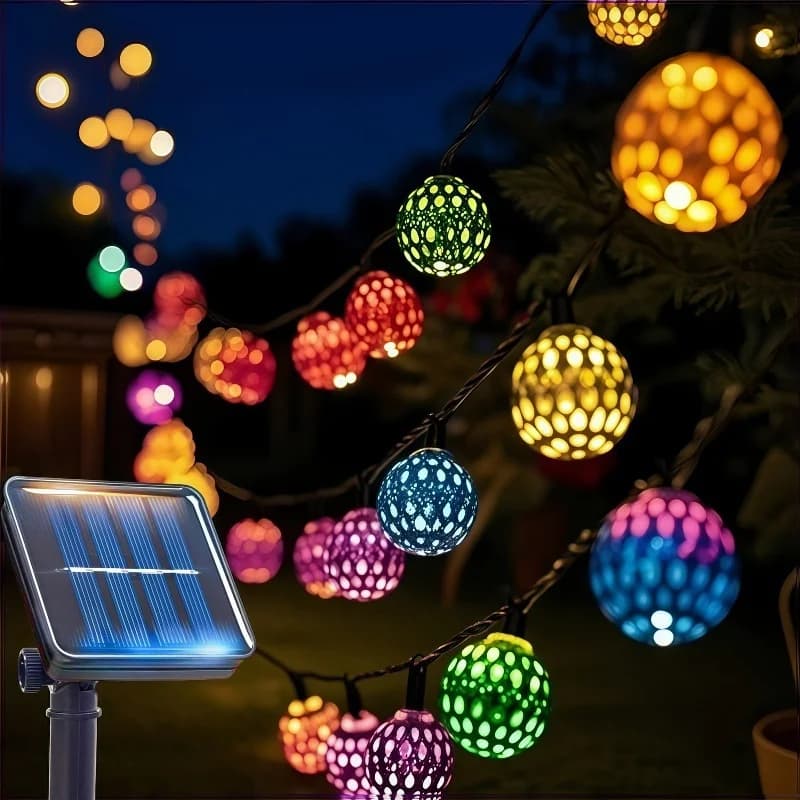 50/ 30/ 20 LED Marocchino Palla Solare Luci Della Stringa Impermeabile 8 Modalità per Giardino Esterno Festa di Nozze Natale Halloween Decor