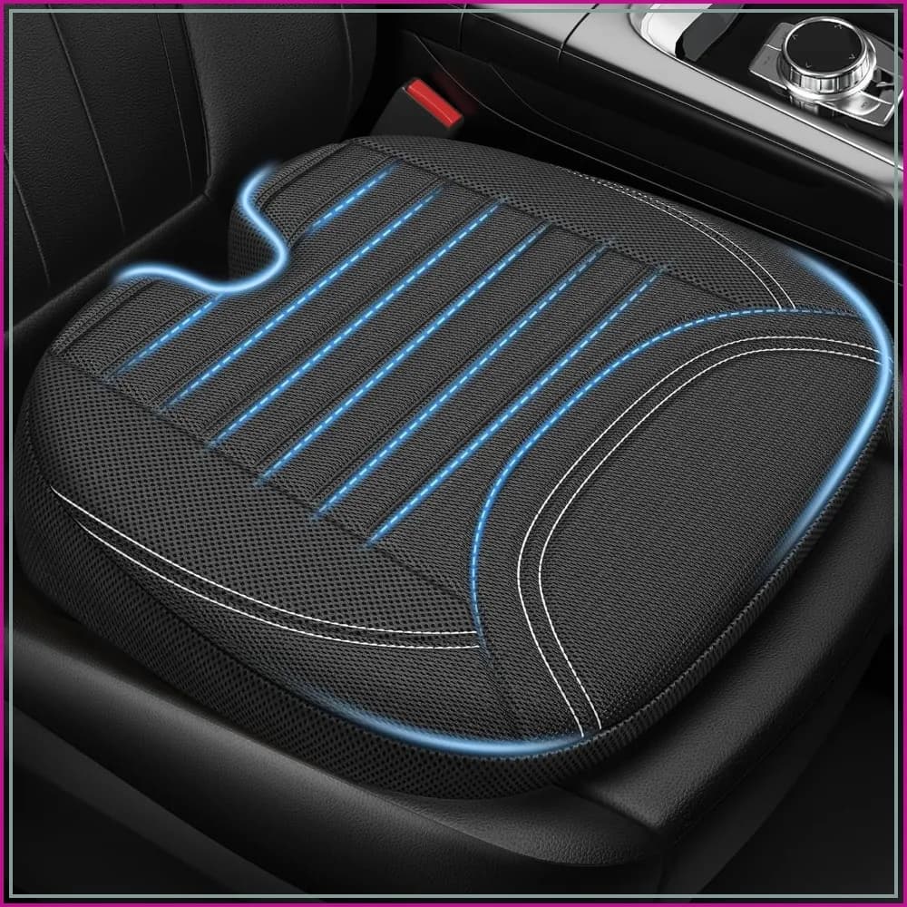 Wedge Car Seat Cushion for Tailbone Pain Relief & Better Visibility, Ergonomic Memory Foam, Breathable Channel Design, Non-Slip, Fits Car SUV Truck