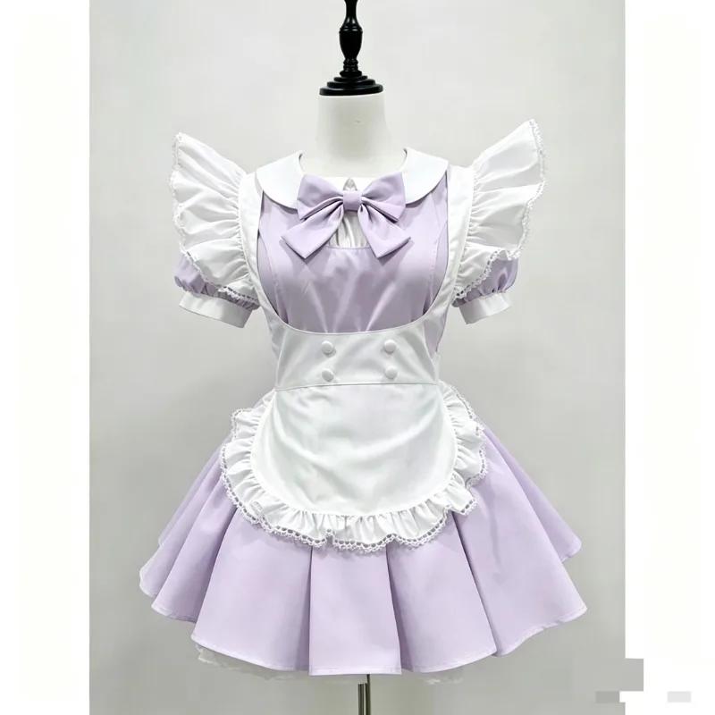Anime Cute Maid Lolita Cosplay Costume Sweet Dress Outfit Waitress Uniform for Women Girls Comic Con Party Stage Roleplay