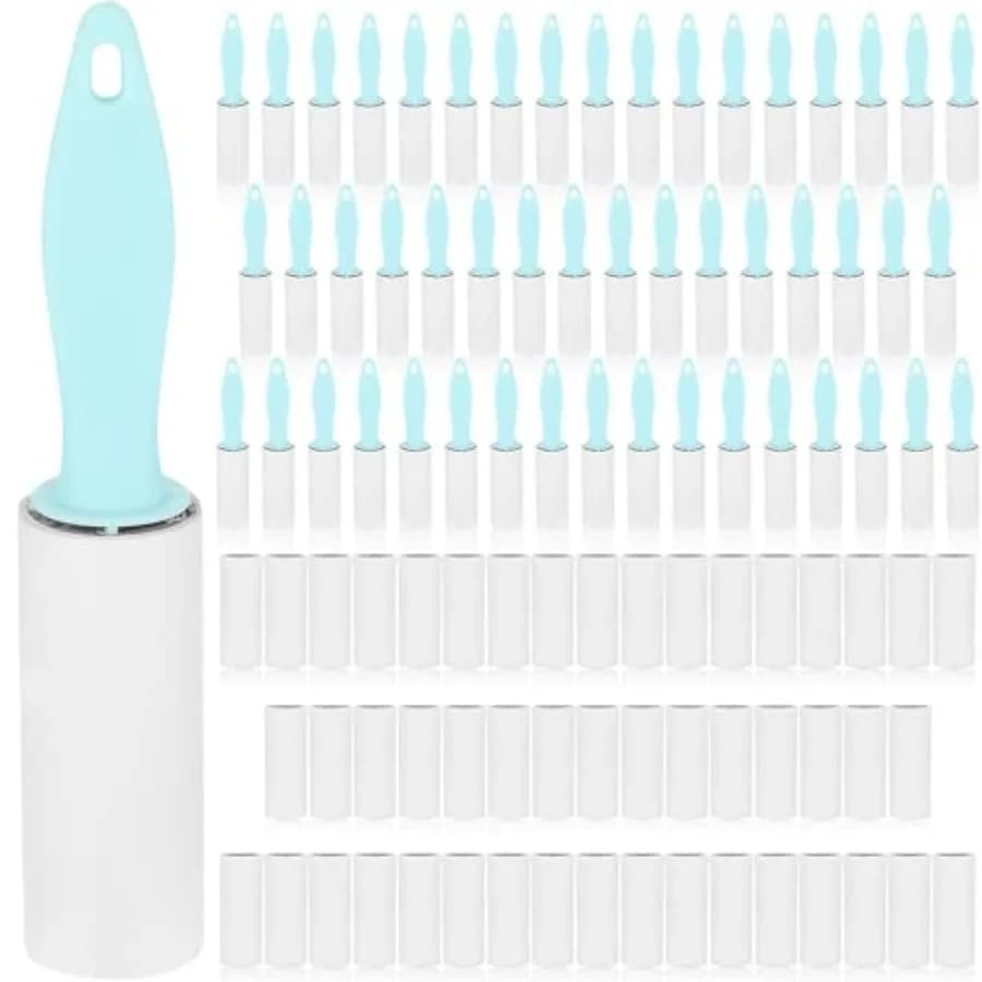 Confezione da 50 Mini Rulli Levapelucchi, 3000 Fogli, Formato da Viaggio, Piccolo Rimuovi Pelucchi Portatile per Divani, Mobili, Vestiti, Peli di Gatto