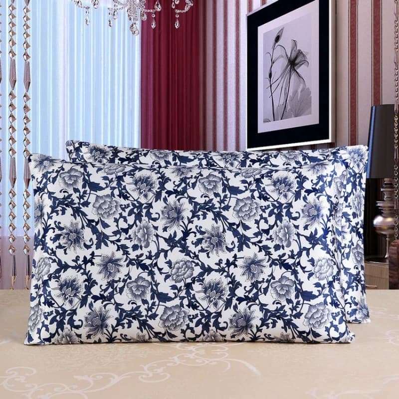 Double-sided 100% Natural Mulberry Silk Printing Pillowcase 16 Momme Cover Hair & Skin Health Silk Pillow Case for Home & Hotel