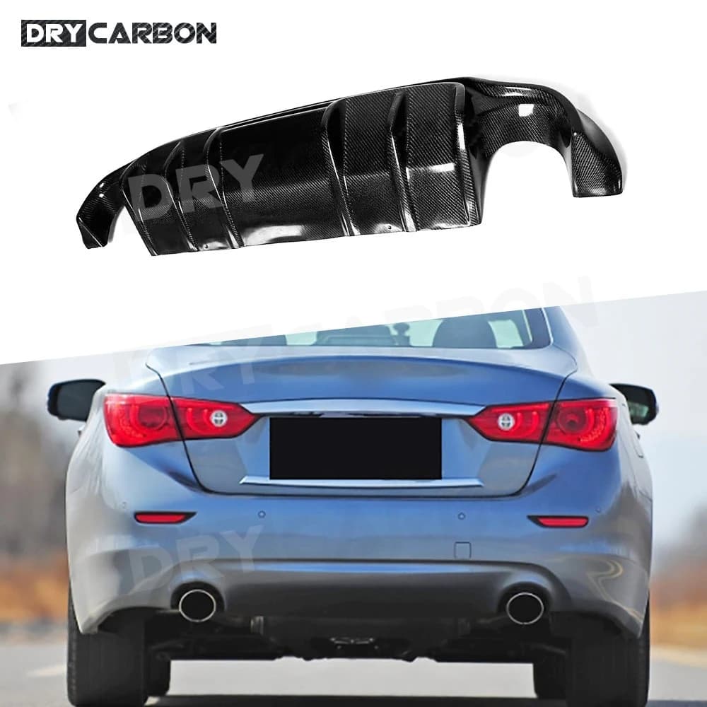 Carbon Fiber Rear Diffuser Splitters Spoiler for Infiniti Q50 2014-2017 Bumper Diffuser Car Body Kits Accessories FRP