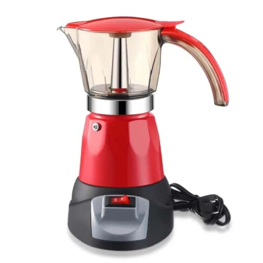 Macchina per Espresso Elettrica Trasparente, Caffettiera Elettrica, Moka Elettrica Portatile in Alluminio, Moka Italiana con Det