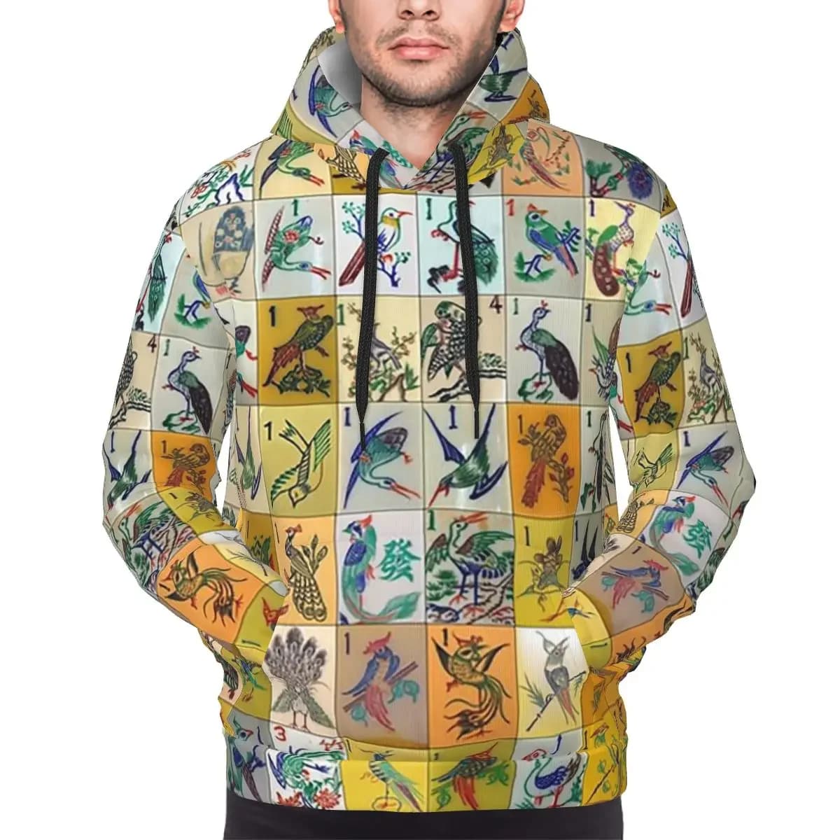 Mah Jongg Birds Mahjong Tiles Hoodies Harajuku Pullover Autumn Winter Men's Women's Sweatshirts Long Sleeve Tops
