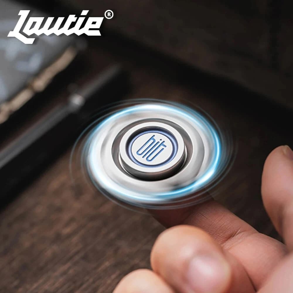 LAUTIE BIT02 Fidget Spinner in Titanio Blu, Design Originale, Giocattolo Antistress per Adulti, Spinner a Due Pale per Alleviare l'Ansia