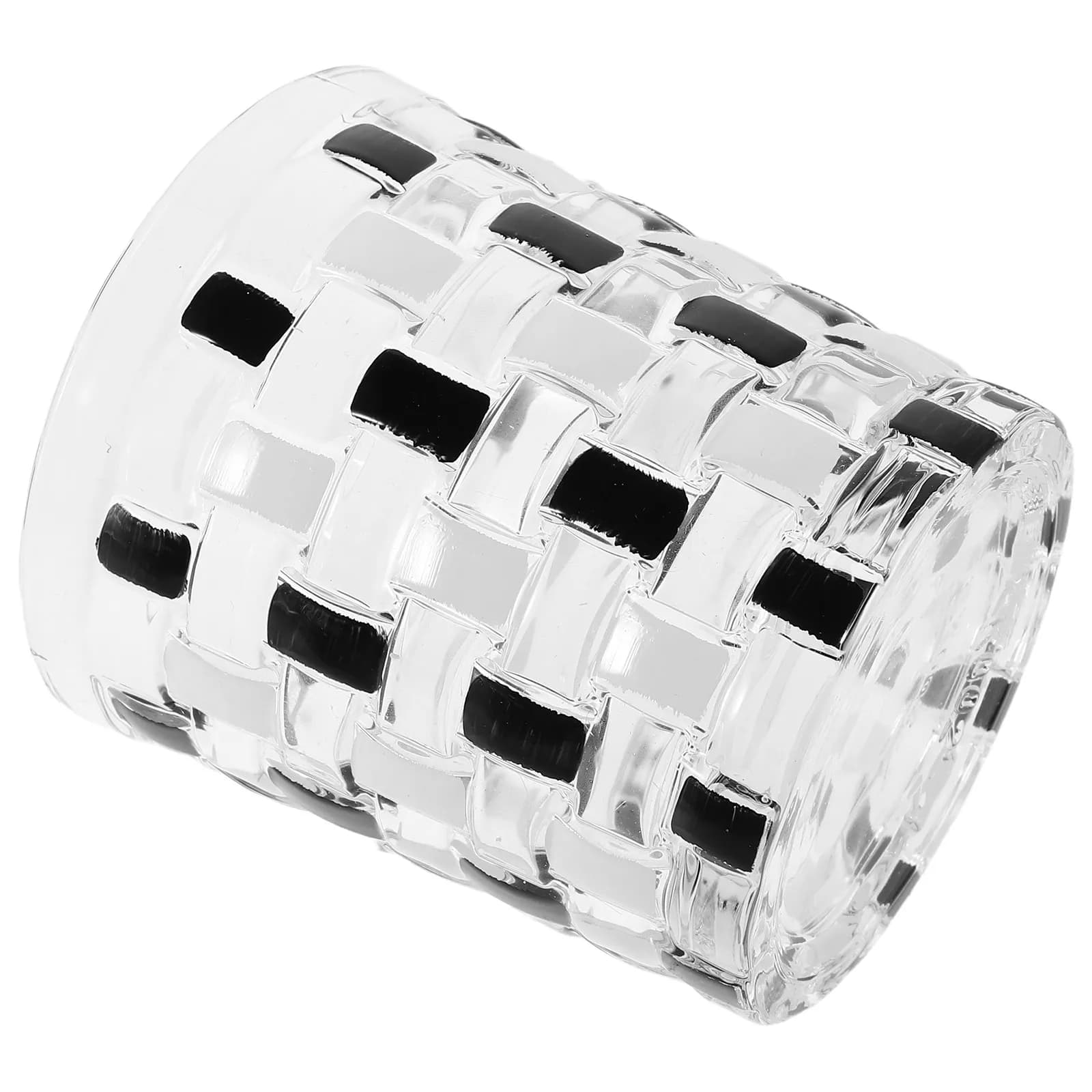 Elegante Portaspazzolino in Vetro a Scacchi Bianco e Nero, Bicchiere per Risciacquo per Bagno, Viaggio e Uso Familiare