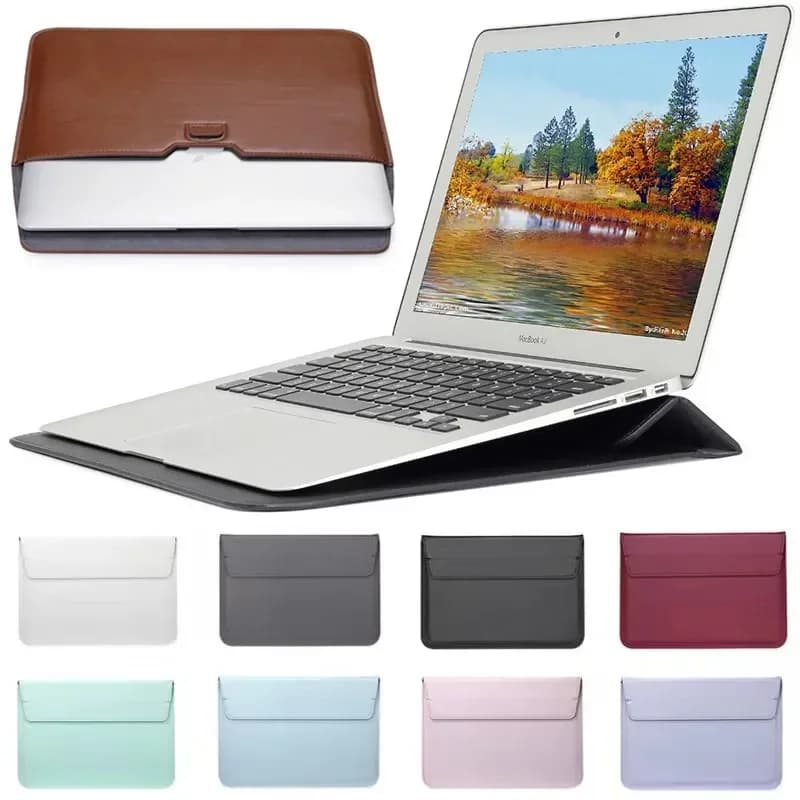 Custodia in pelle PU con supporto per notebook portatile Custodia protettiva per Apple MacBook 11 12 13 14 15 Borsa per notebook Dell HP Asus da 16,2 pollici
