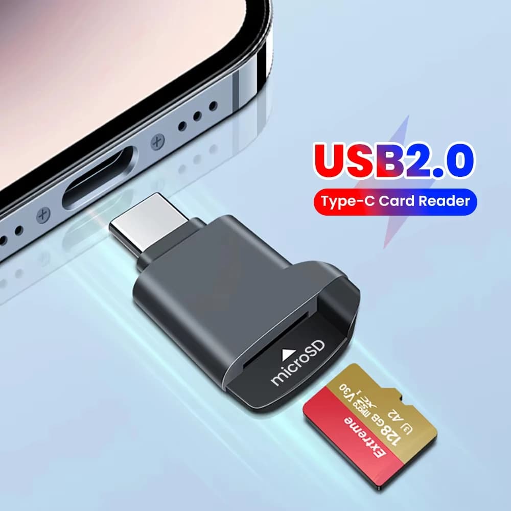 KEBIDUMEI Mini lettore di schede TF tipo C 2.0, memoria esterna dal design allungabile, adatto per la lettura di schede TF con chiavetta USB-C 2.0 per iPhone