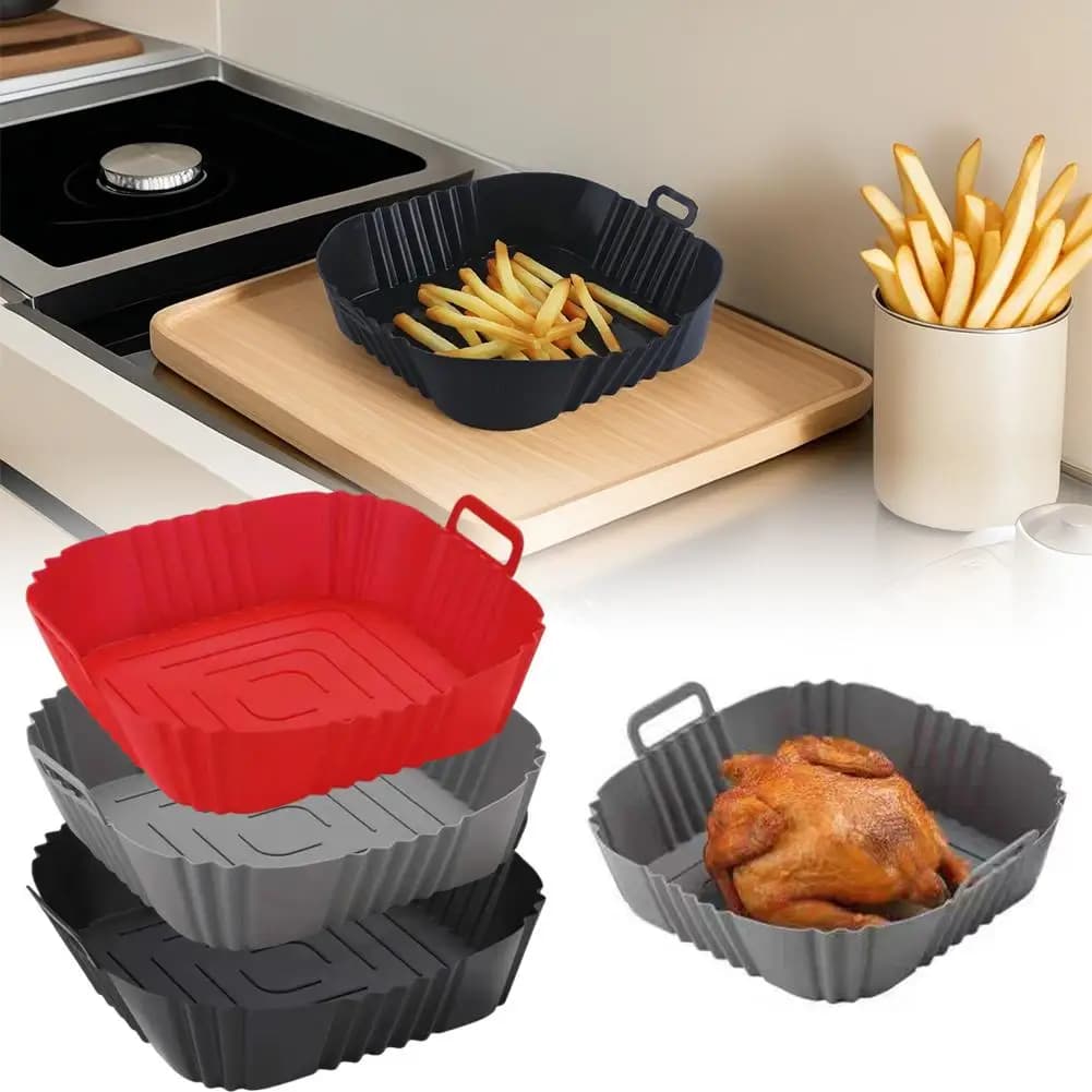 Accessori Riutilizzabili per Friggitrice ad Aria: Teglia in Silicone Antiaderente per Forno, Pizza e Pollo