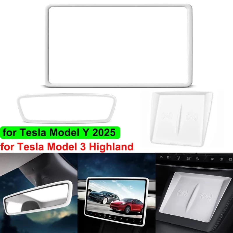 For Tesla Model Y Juniper 2025 Central Console Wireless charging Mat Screen Protector Rearview Frame Model 3 Highland