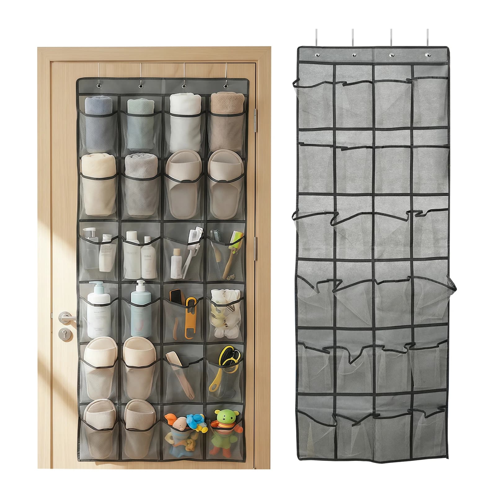 2-Pack 24-Pocket Door Shoe Rack Organizer Hanging Shoe Storage Bag Holds up to 40 lbs for Storing Socks Gloves Scarves Toys Snacks