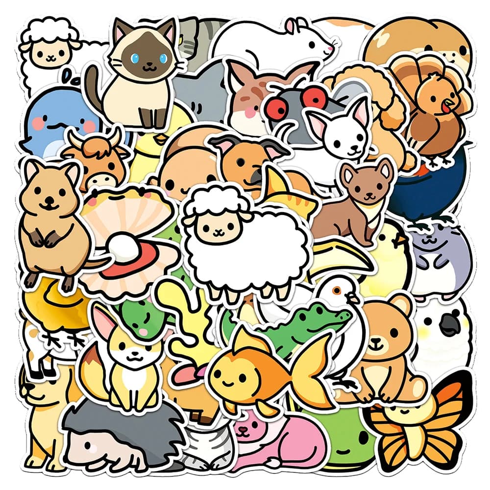 10/30/50 Pezzi Adesivi Divertenti con Animali Carini, Graffiti di Gatti, Uccelli, Cani, Orsi, Decorazioni Fai-da-Te per Quaderni, Telefoni e Cancelleria