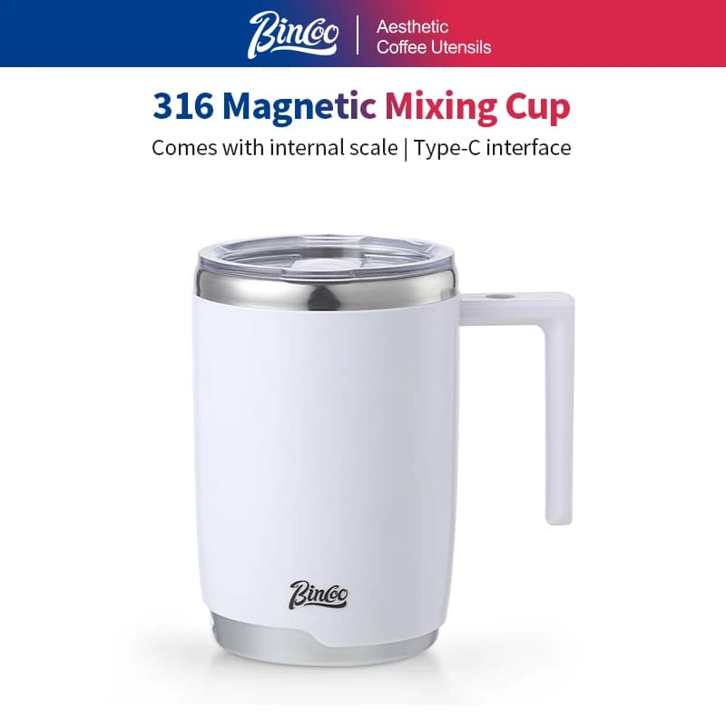 Bincoo 400ml Stainless Steel Electric Stirring Mug with Scale, Portable Fast-Charge Silent Mixer for Coffee & Protein Shakes