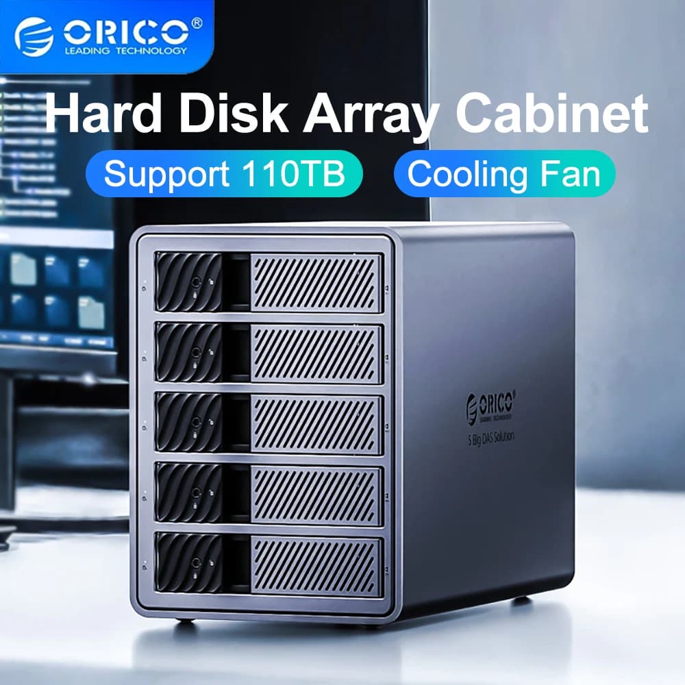 ORICO 2/4/5 Bay Cabinet da 3,5 pollici USB3.0 5Gbps HDD Docking Station Custodia HD esterna in lega di alluminio con ventola di raffreddamento per custodia del PC