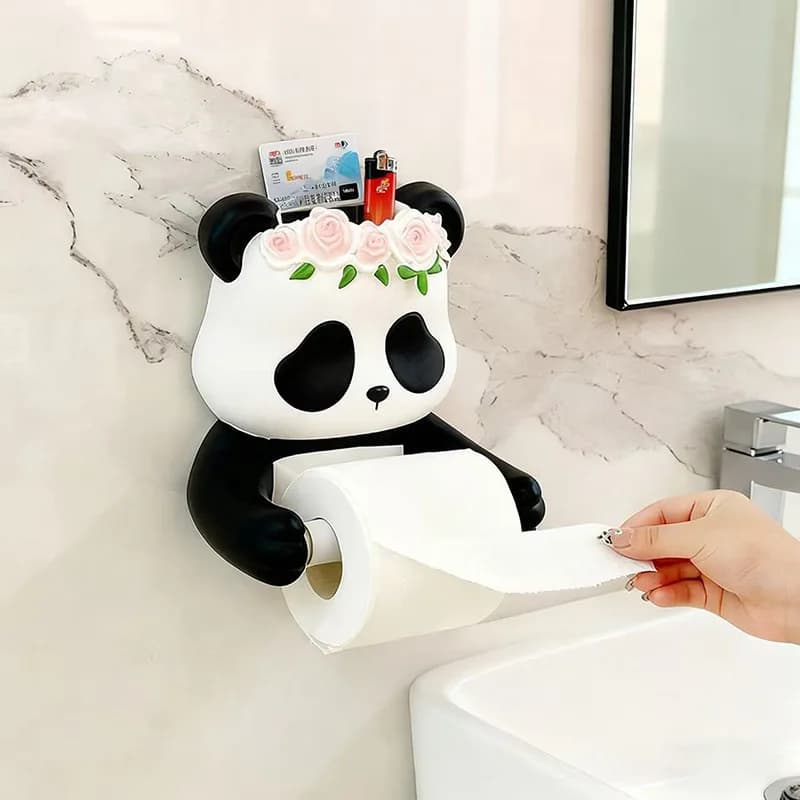 Portarotolo per carta igienica simpatico panda montato a parete per cucina, bagno, portarotolo per carta igienica