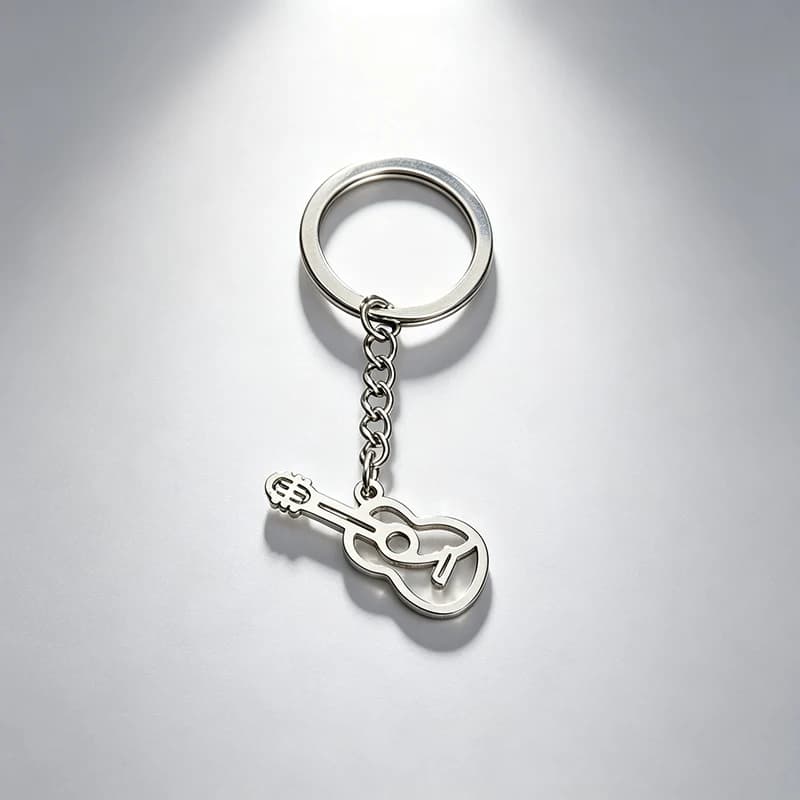 Hollow Stainless Steel Guitar Pendant Key Chain Metal Musical Instrument Keyring Girls Music Banquet Bag Keychains Accessories