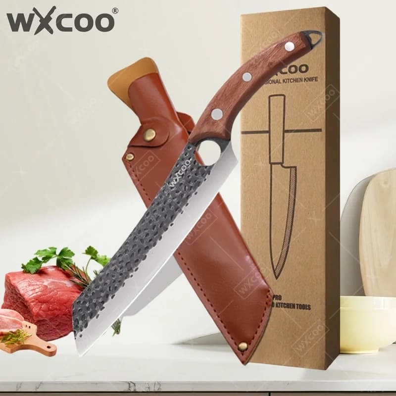 WXCOO High Carbon Stainless Steel Boning Knife Kitchen Knife for Meat Fruits Butcher Knife Multifunctional Cleaver Cooking Tool