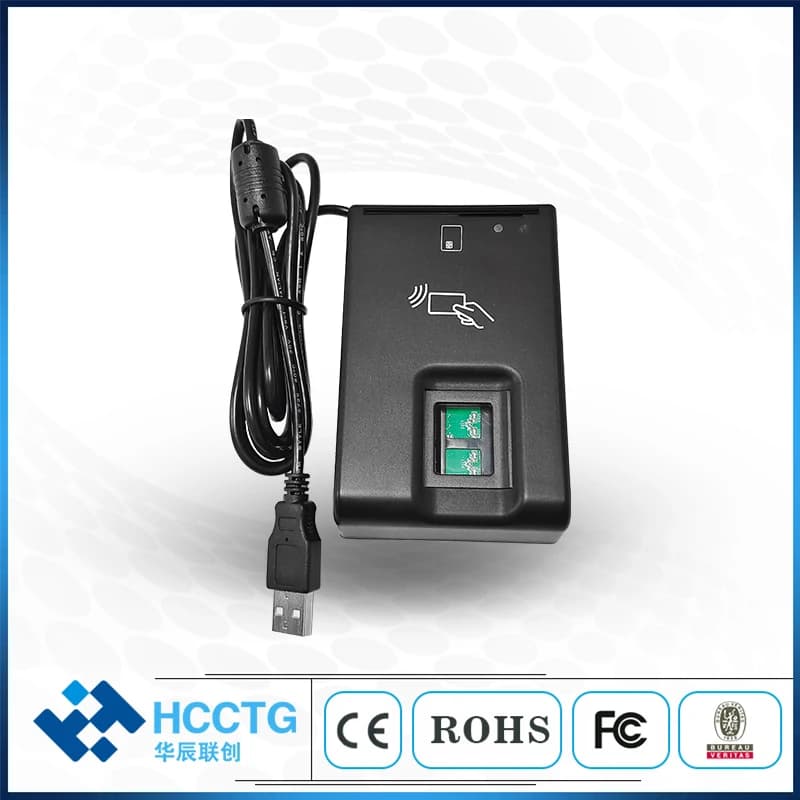 Lettore di smart card a doppia interfaccia Android USB NFC Rfid con lettore biometrico di impronte digitali SFR02