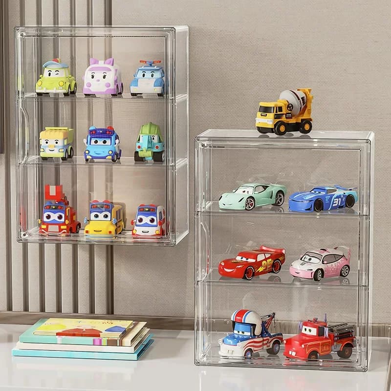 Toy car storage box transparent matchbox alloy car model living room organizer collection wall-mounted display rack