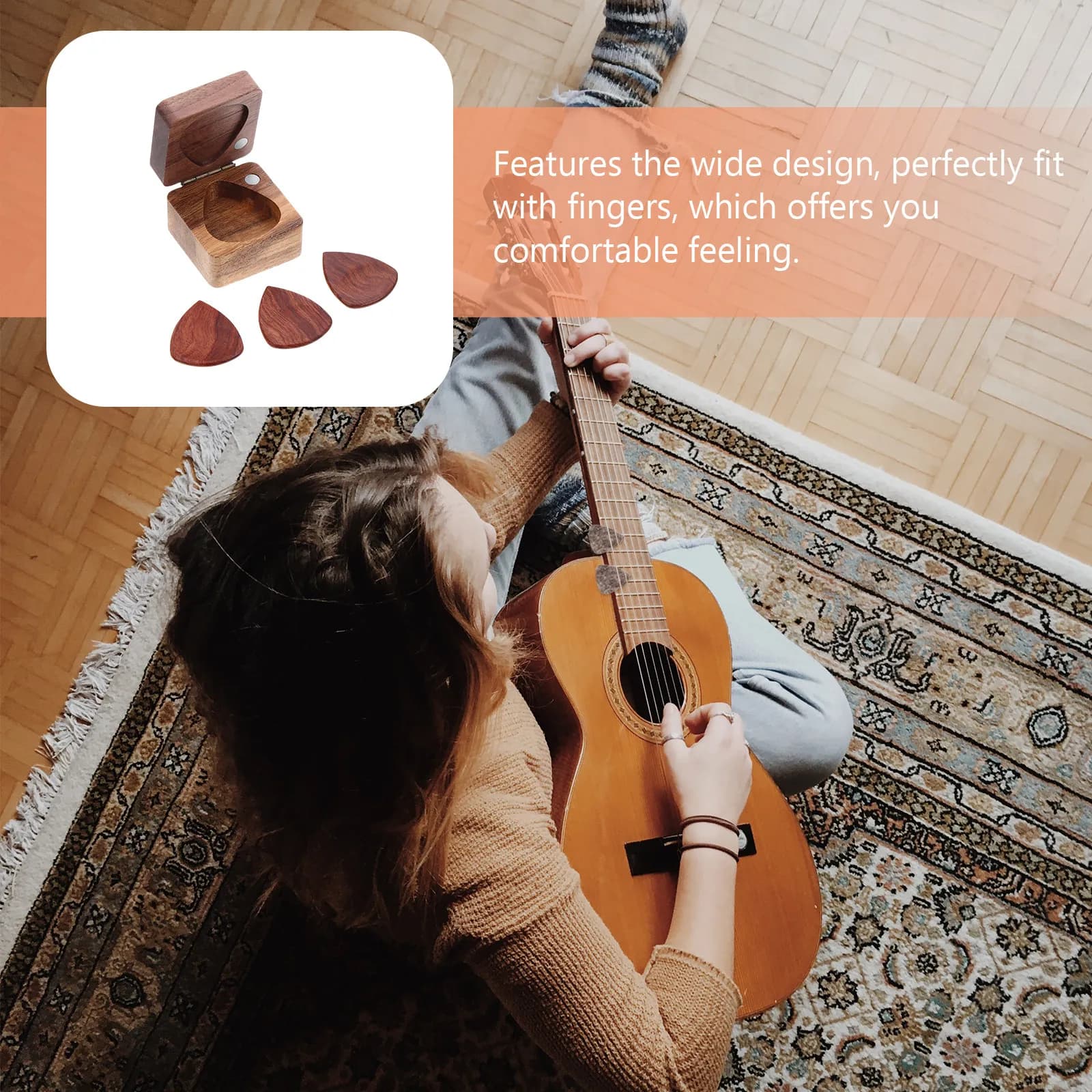 Set di 1 plettri in legno per chitarra, plettri di piccole dimensioni, design leggero, adatti per chitarre folk, per un'ottima esperienza di pratica