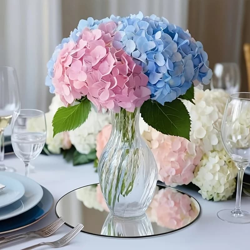 4PCS Applied Decorative Trays Round Acrylic Cosmetic Mirror Bathroom Table Wedding Birthday Party Decor Photo Props 15CM 2MM