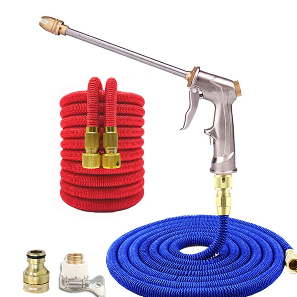 Set tubi flessibili ad alta pressione espandibili, tubo da giardino da 7,5 m, connettori universali, gomma resistente, irrigazione esterna, pulizia, autolavaggio
