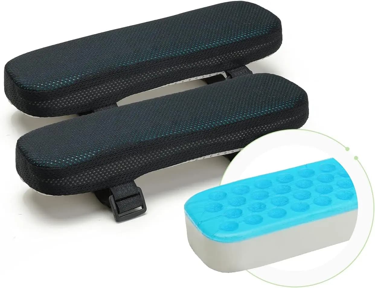 Cuscini per Braccioli in Memory Foam con Gel Rinfrescante per Sedie da Ufficio e Gaming - Set di 2 Cuscini per Alleviare la Pressione sul Gomito