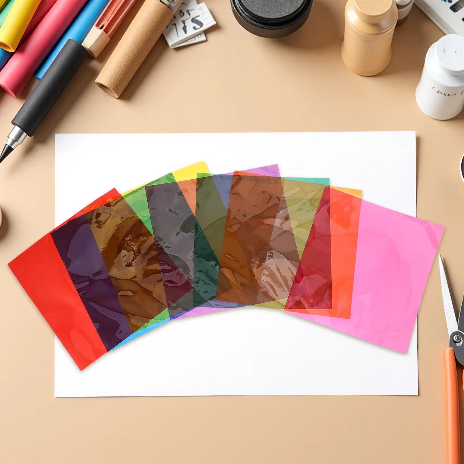 90Pcs Multi Use Colored Cellophane Sheets Light Diffuser Film for Arts Crafts Gift Wrapping Educational Games Chic Wrapper