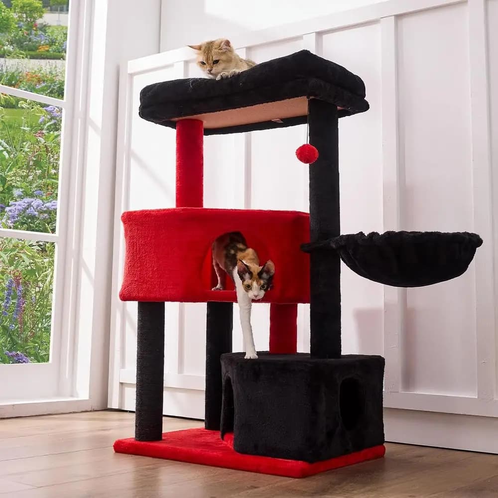 Albero per Gatti in Stile Gotico Resistente per Gatti di Taglia Media-Grande con Pali da 2,8 Pollici e Posti Sdraiarsi Lavabili
