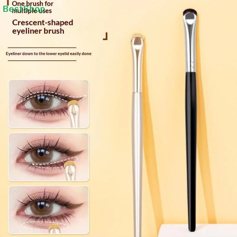 ☽2Pcs Curved Eyeliner Makeup Brushes Eye Makeup Smudge Tools Precision Soft Eyeshadow Brush Thin Small Eye Cosmetic Tools