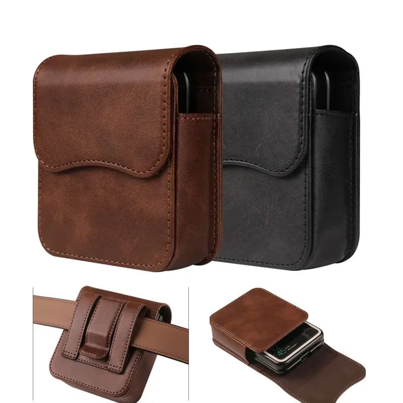 Custodia in pelle per fondina con clip da cintura per Samsung Z Flip 3 Flip4 Flip5 Flip6 Custodia universale per marsupio per Moto Razr 40/40ultra