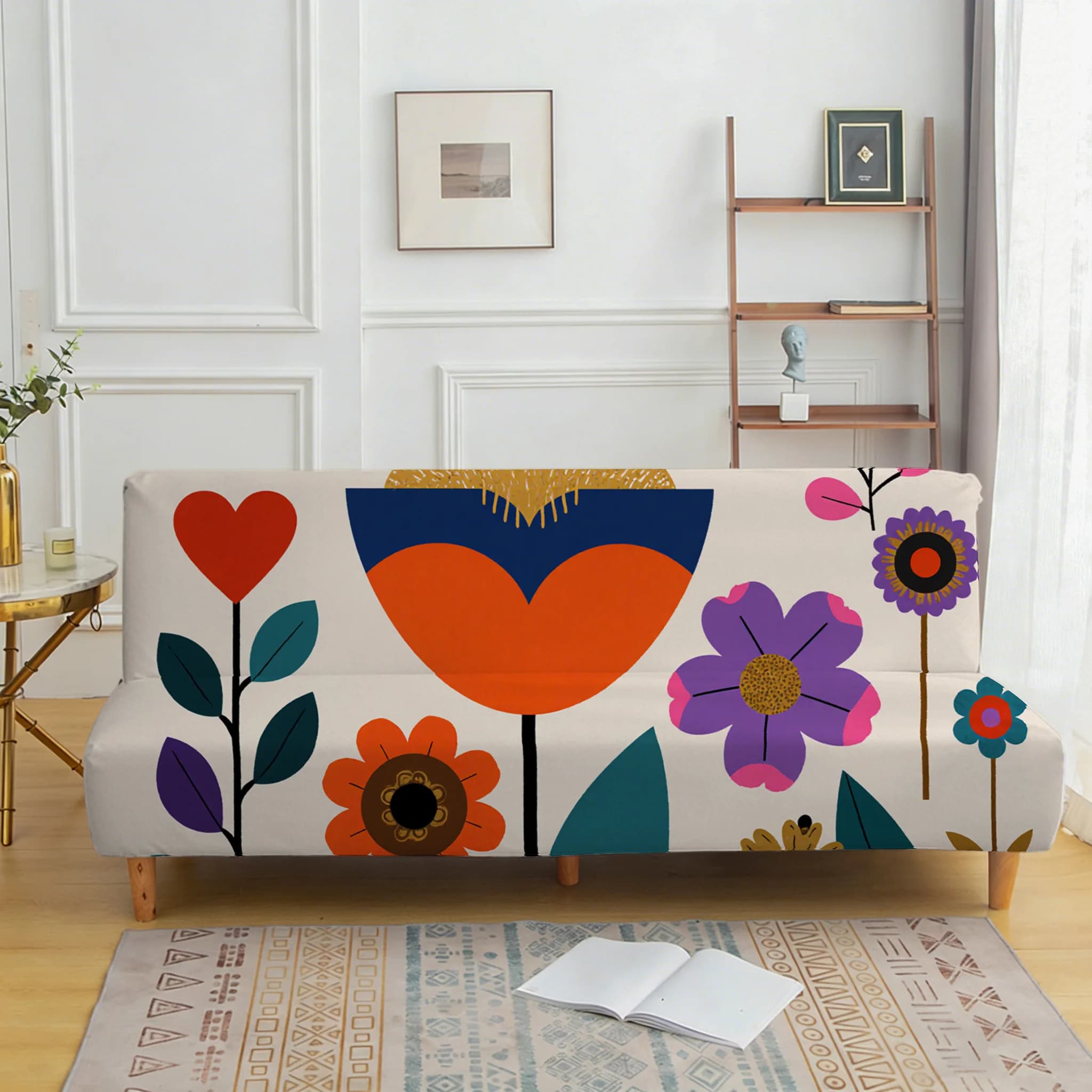 Living room sofa bedspread, dopamine cartoon plant sofa bedspread, all-inclusive dust protective cover, easy installation