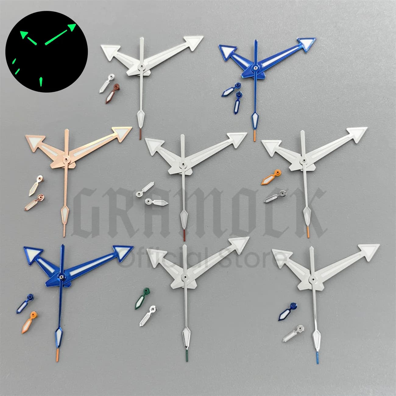 Silver Blue Rose Gold Running Second Hands Arrow Watch Needles Luminous 5PCS Set Fit VK63 VK64 Quartz Modified Replacement Parts