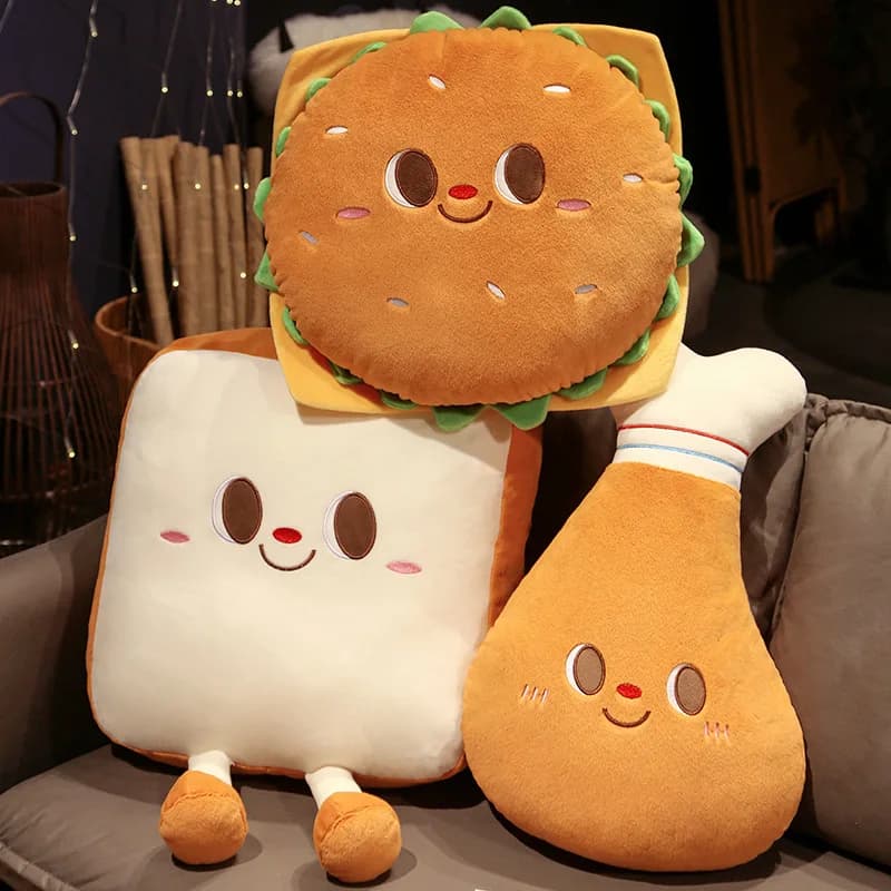 Carton animated plush Hamburger toy smile face wands stuffed food funny Toast pillow seat sofa Decor kids girls gift